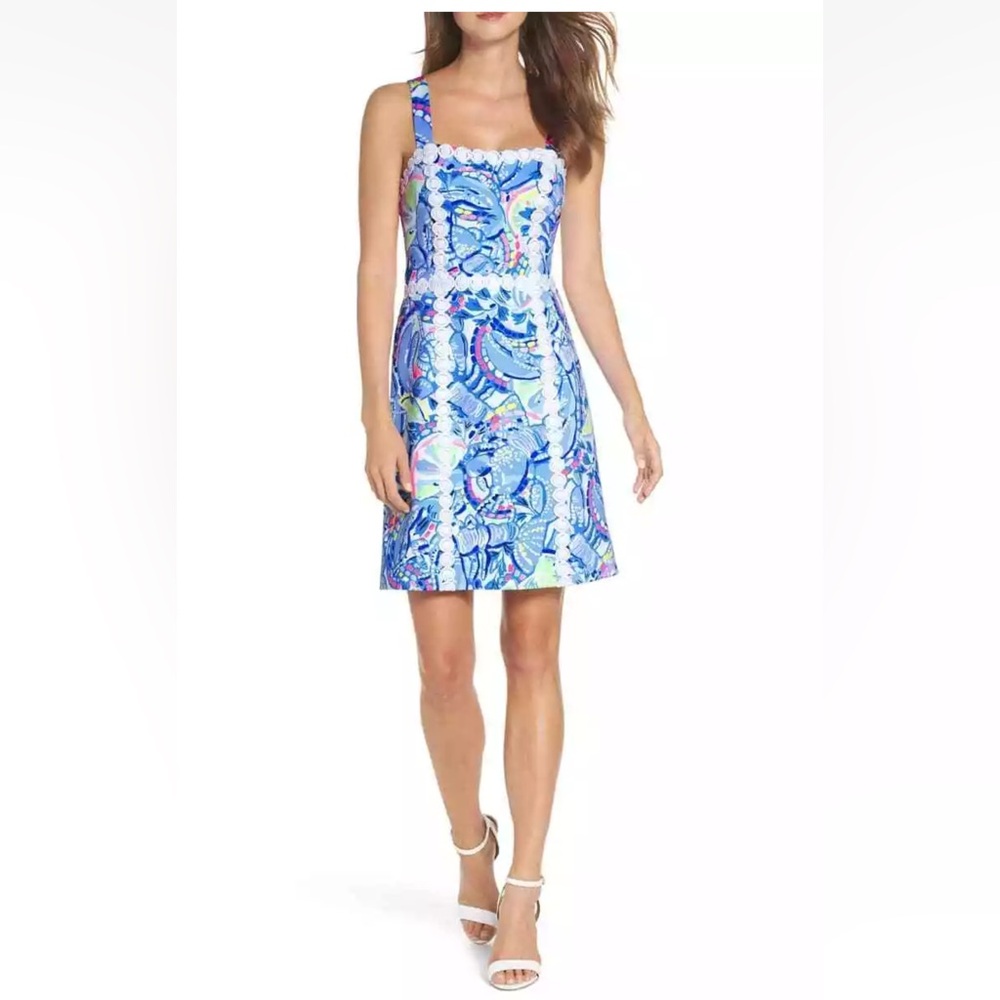 NWOT Lilly Pulitzer Janelle Stretch Shift Dress Blue Peri Pinch Size 10